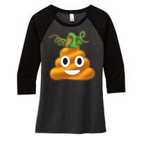 Halloween Pumpkin Poop Emoji Women's Tri-Blend 3/4-Sleeve Raglan Shirt