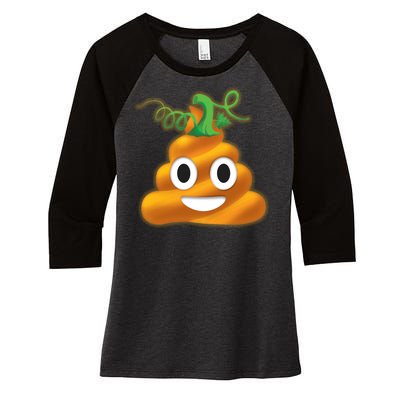 Halloween Pumpkin Poop Emoji Women's Tri-Blend 3/4-Sleeve Raglan Shirt