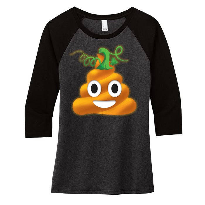 Halloween Pumpkin Poop Emoji Women's Tri-Blend 3/4-Sleeve Raglan Shirt