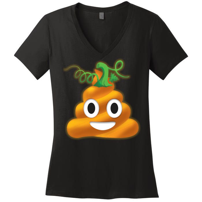 Halloween Pumpkin Poop Emoji Women's V-Neck T-Shirt