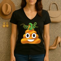 Halloween Pumpkin Poop Emoji Women's V-Neck T-Shirt