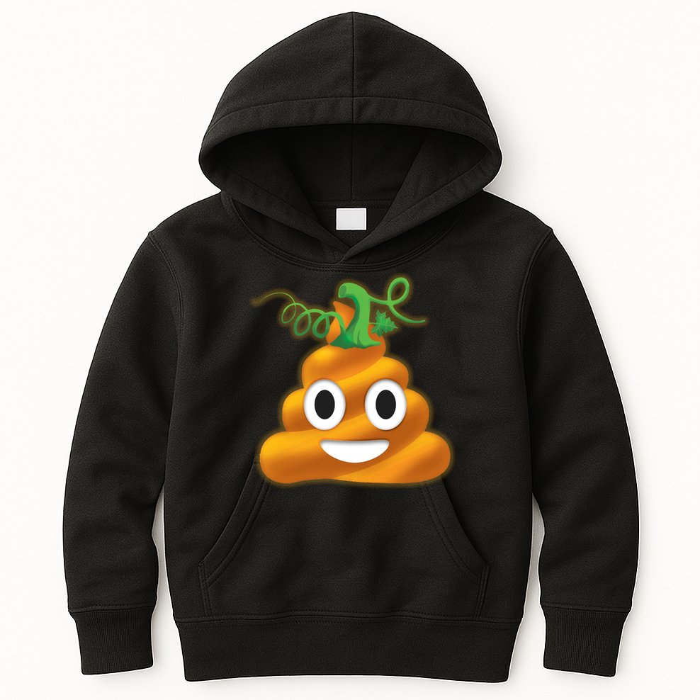 Halloween Pumpkin Poop Emoji Kids Hoodie