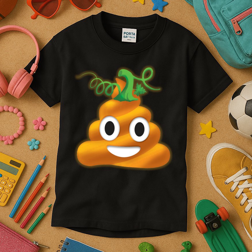 Halloween Pumpkin Poop Emoji Kids T-Shirt