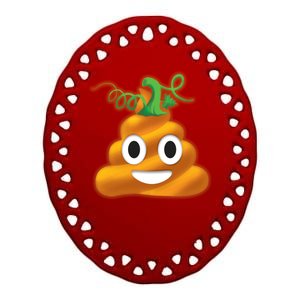 Halloween Pumpkin Poop Emoji Ceramic Oval Ornament