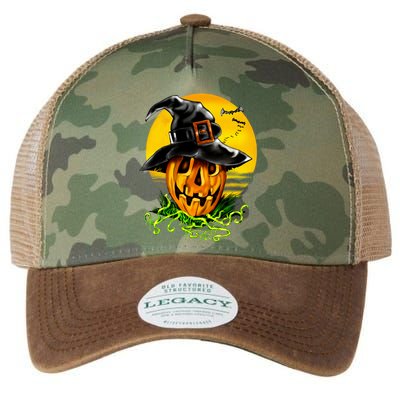 Halloween Pumpkin Wearing Witch Hat Legacy Tie Dye Trucker Hat