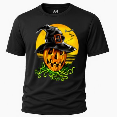 Halloween Pumpkin Wearing Witch Hat Performance Shirt