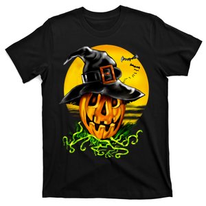 Halloween Pumpkin Wearing Witch Hat T-Shirt