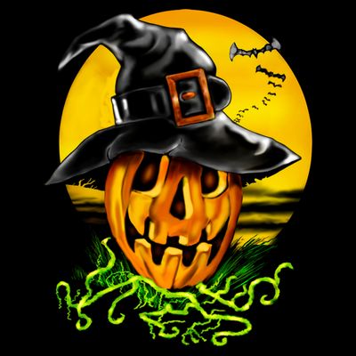 Halloween Pumpkin Wearing Witch Hat T-Shirt