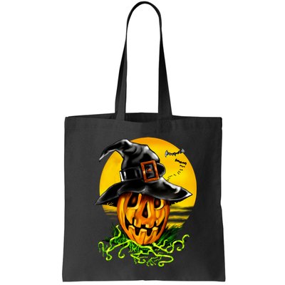 Halloween Pumpkin Wearing Witch Hat Bag