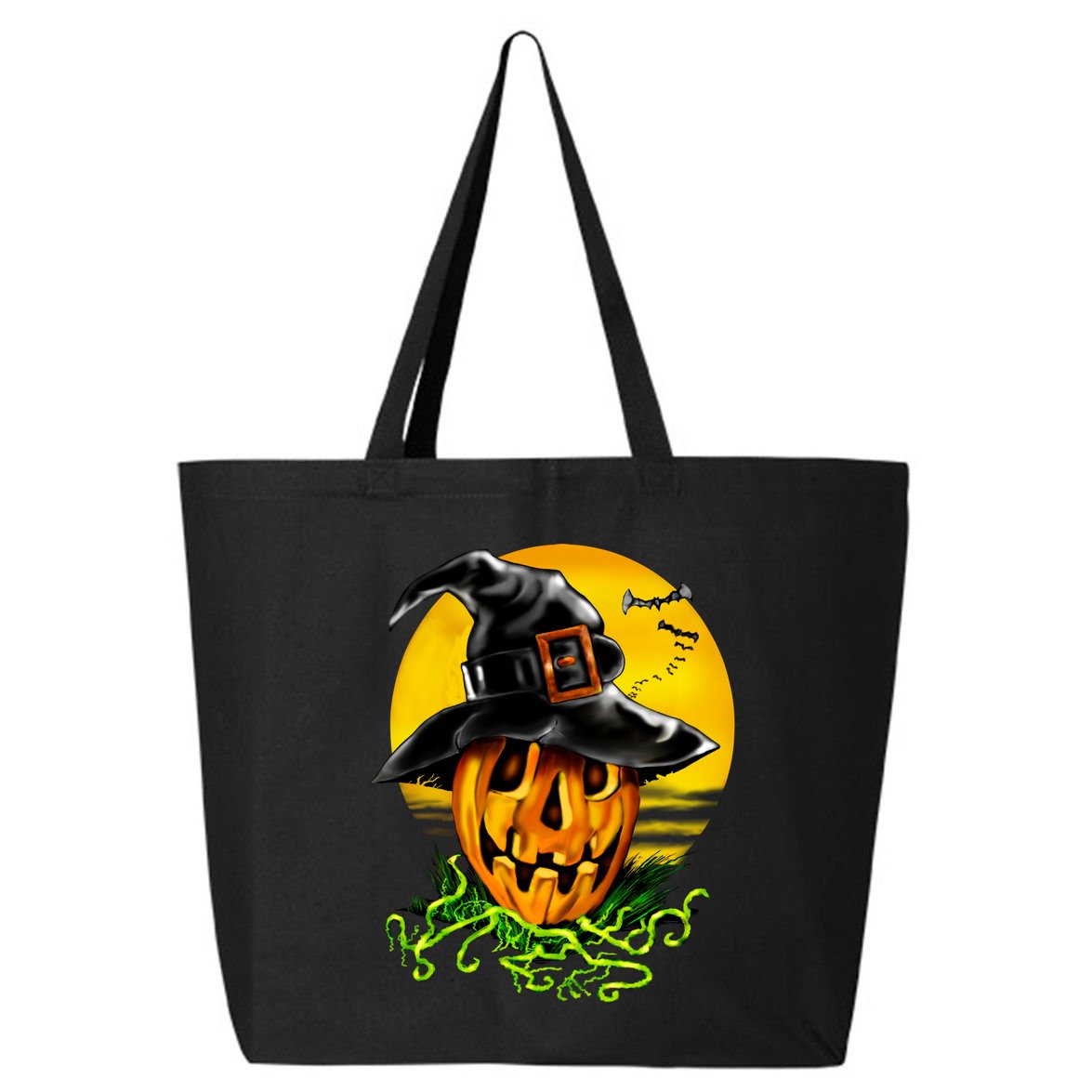 Halloween Pumpkin Wearing Witch Hat 25L Jumbo Tote