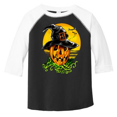 Halloween Pumpkin Wearing Witch Hat Toddler Fine Jersey T-Shirt