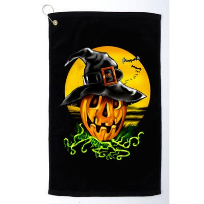 Halloween Pumpkin Wearing Witch Hat Golf Towel