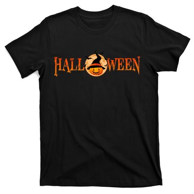 Halloween Pumpkin Witch Logo T-Shirt