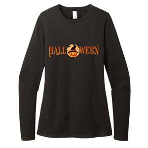 Halloween Pumpkin Witch Logo Womens CVC Long Sleeve Shirt