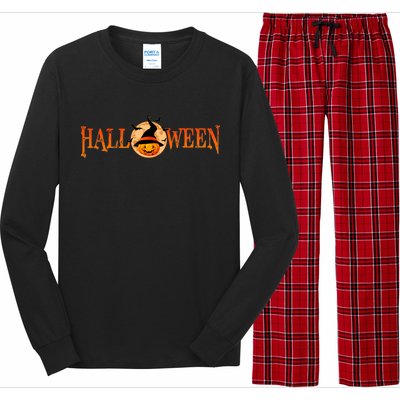 Halloween Pumpkin Witch Logo Long Sleeve Pajama Set