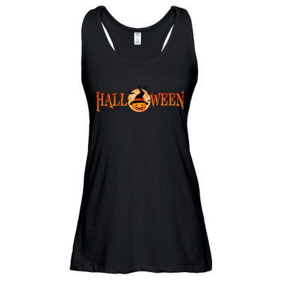 Halloween Pumpkin Witch Logo Ladies Essential Flowy Tank