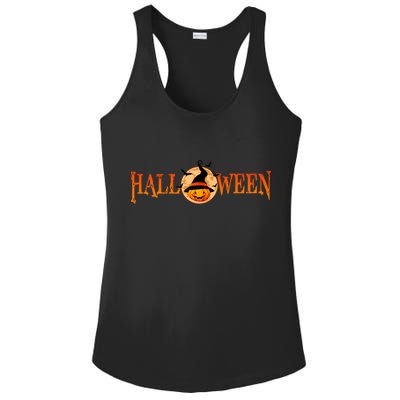 Halloween Pumpkin Witch Logo Ladies PosiCharge Competitor Racerback Tank