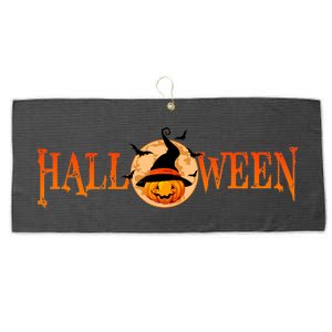 Halloween Pumpkin Witch Logo Large Microfiber Waffle Golf Towel