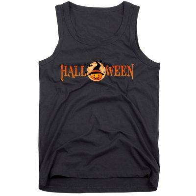 Halloween Pumpkin Witch Logo Tank Top