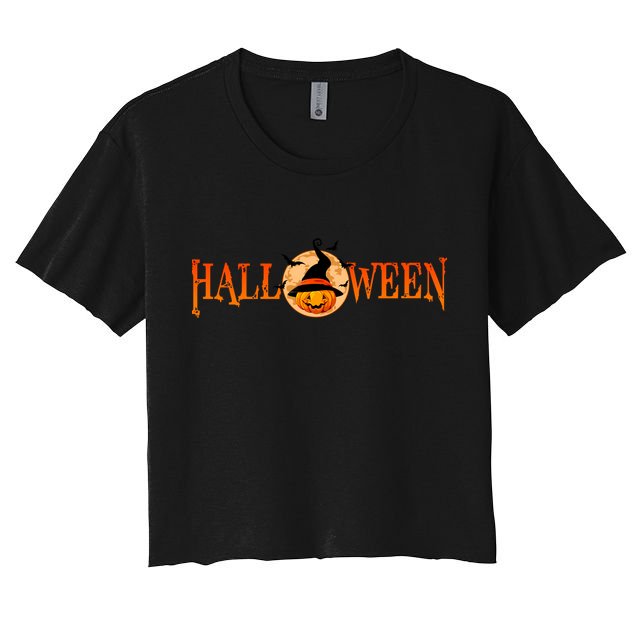 Halloween Pumpkin Witch Logo Crop Top