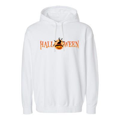 Halloween Pumpkin Witch Logo Garment-Dyed Fleece Hoodie