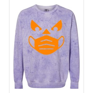 Halloween Quarantine Cut Out Jack O'Lantern Wearing Mask Colorblast Crewneck Sweatshirt