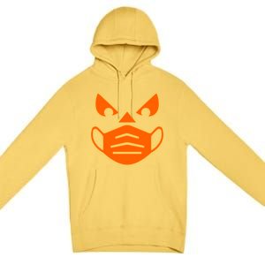 Halloween Quarantine Cut Out Jack O'Lantern Wearing Mask Premium Pullover Hoodie