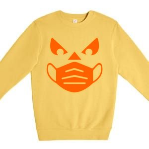 Halloween Quarantine Cut Out Jack O'Lantern Wearing Mask Premium Crewneck Sweatshirt