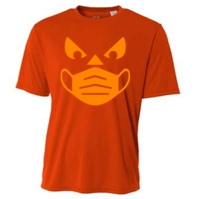 Halloween Quarantine Cut Out Jack O'Lantern Wearing Mask Cooling Performance Crew T-Shirt