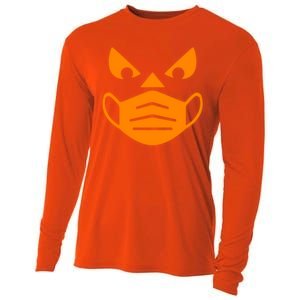 Halloween Quarantine Cut Out Jack O'Lantern Wearing Mask Cooling Performance Long Sleeve Crew