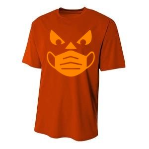 Halloween Quarantine Cut Out Jack O'Lantern Wearing Mask Performance Sprint T-Shirt