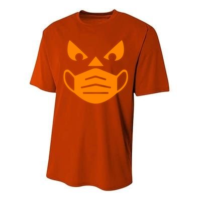 Halloween Quarantine Cut Out Jack O'Lantern Wearing Mask Performance Sprint T-Shirt