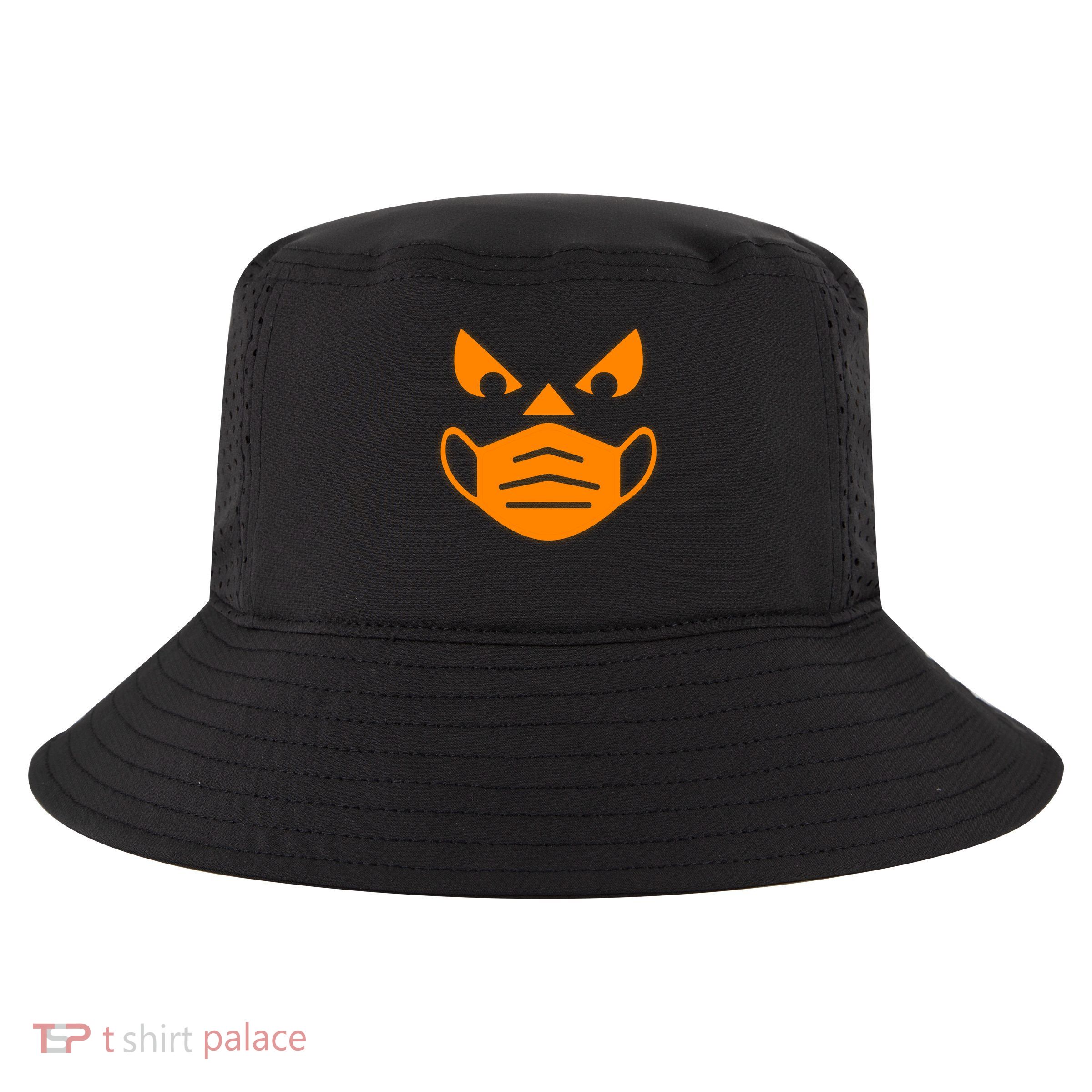 Halloween Quarantine Cut Out Jack O'Lantern Wearing Mask Cool Comfort Performance Bucket Hat