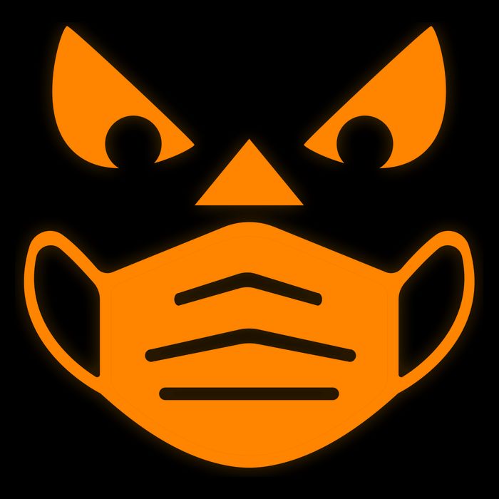 Halloween Quarantine Cut Out Jack O'Lantern Wearing Mask Button
