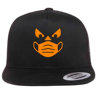 Halloween Quarantine Cut Out Jack O'Lantern Wearing Mask Flatbill Hat