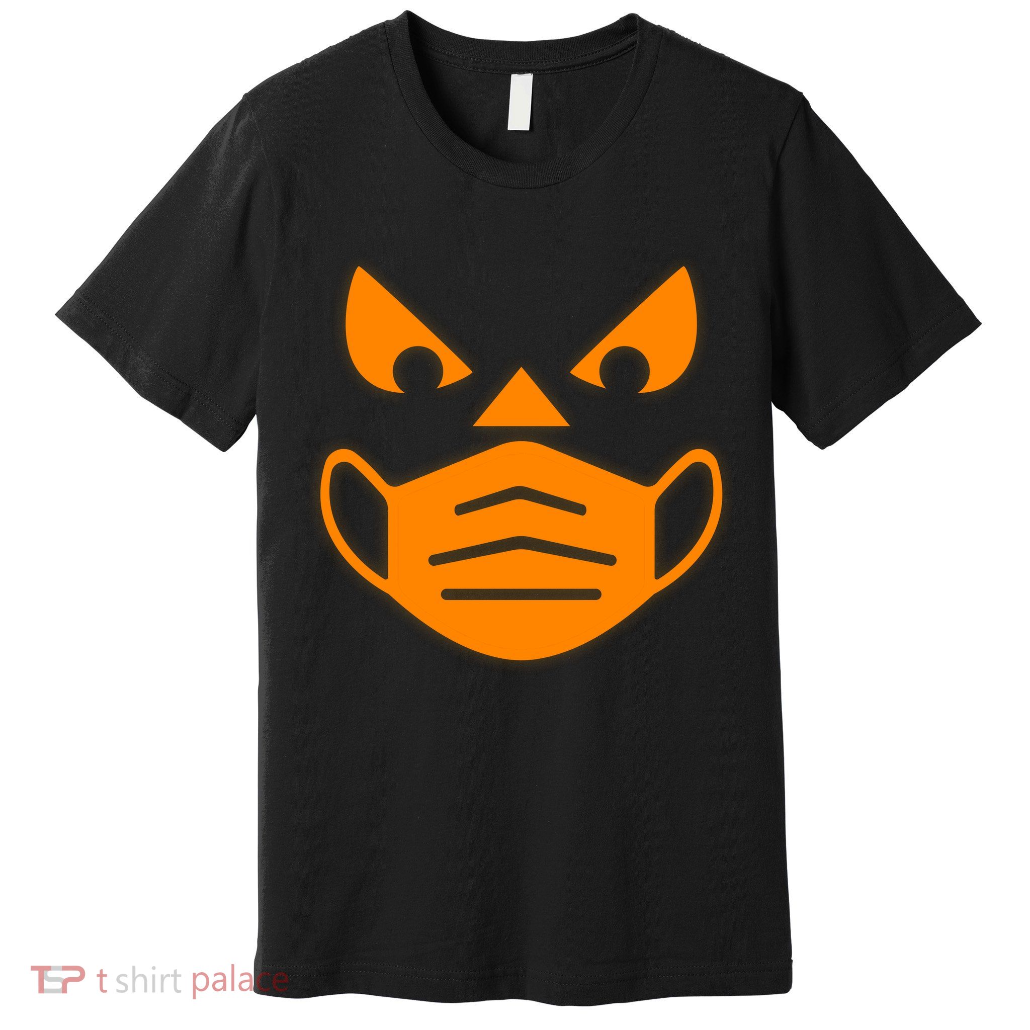 Halloween Quarantine Cut Out Jack O'Lantern Wearing Mask Premium T-Shirt