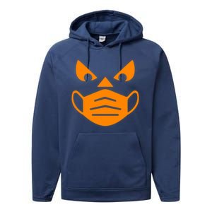 Halloween Quarantine Cut Out Jack O'Lantern Wearing Mask Performance Fleece Hoodie