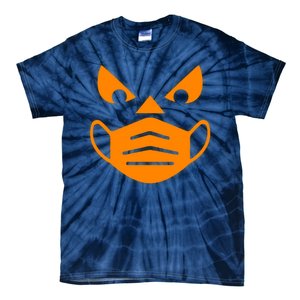 Halloween Quarantine Cut Out Jack O'Lantern Wearing Mask Tie-Dye T-Shirt