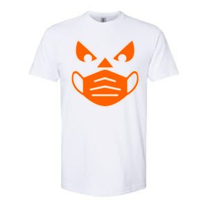 Halloween Quarantine Cut Out Jack O'Lantern Wearing Mask Softstyle CVC T-Shirt