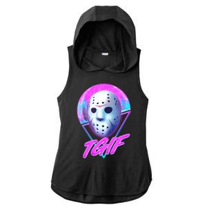 Halloween Retro 80's TGIF Jason Mask Ladies PosiCharge Tri-Blend Wicking Draft Hoodie Tank