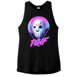 Halloween Retro 80's TGIF Jason Mask Ladies PosiCharge Tri-Blend Wicking Tank