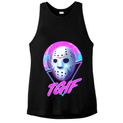 Halloween Retro 80's TGIF Jason Mask Ladies PosiCharge Tri-Blend Wicking Tank