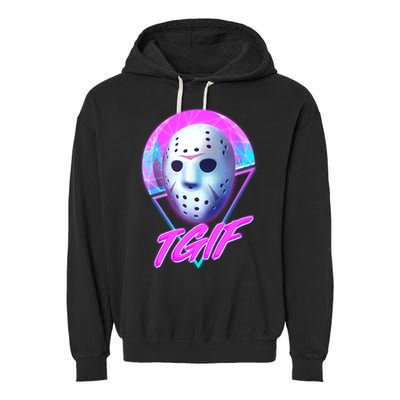Halloween Retro 80's TGIF Jason Mask Garment-Dyed Fleece Hoodie