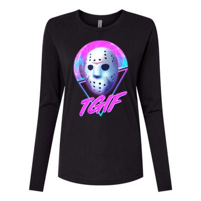 Halloween Retro 80's TGIF Jason Mask Womens Cotton Relaxed Long Sleeve T-Shirt