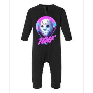 Halloween Retro 80's TGIF Jason Mask Infant Fleece One Piece