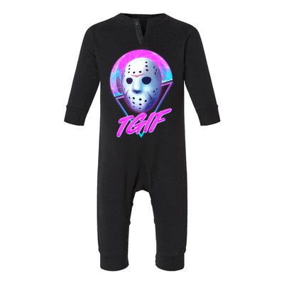 Halloween Retro 80's TGIF Jason Mask Infant Fleece One Piece