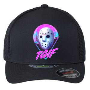 Halloween Retro 80's TGIF Jason Mask Flexfit Unipanel Trucker Cap