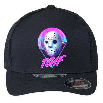 Halloween Retro 80's TGIF Jason Mask Flexfit Unipanel Trucker Cap