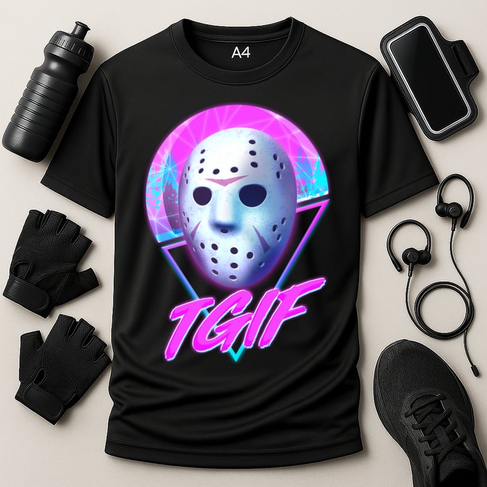 Halloween Retro 80's TGIF Jason Mask Performance Shirt