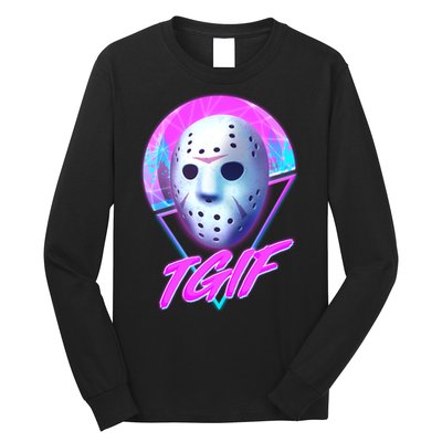 Halloween Retro 80's TGIF Jason Mask Long Sleeve Shirt